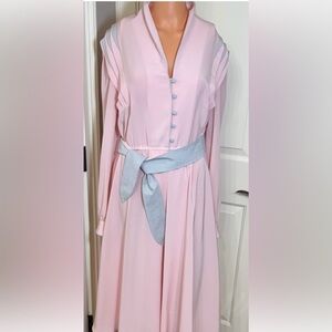 Vintage 1960s Lilli Ann Blush Pink Dress with Powder Blue Sash – Union Made